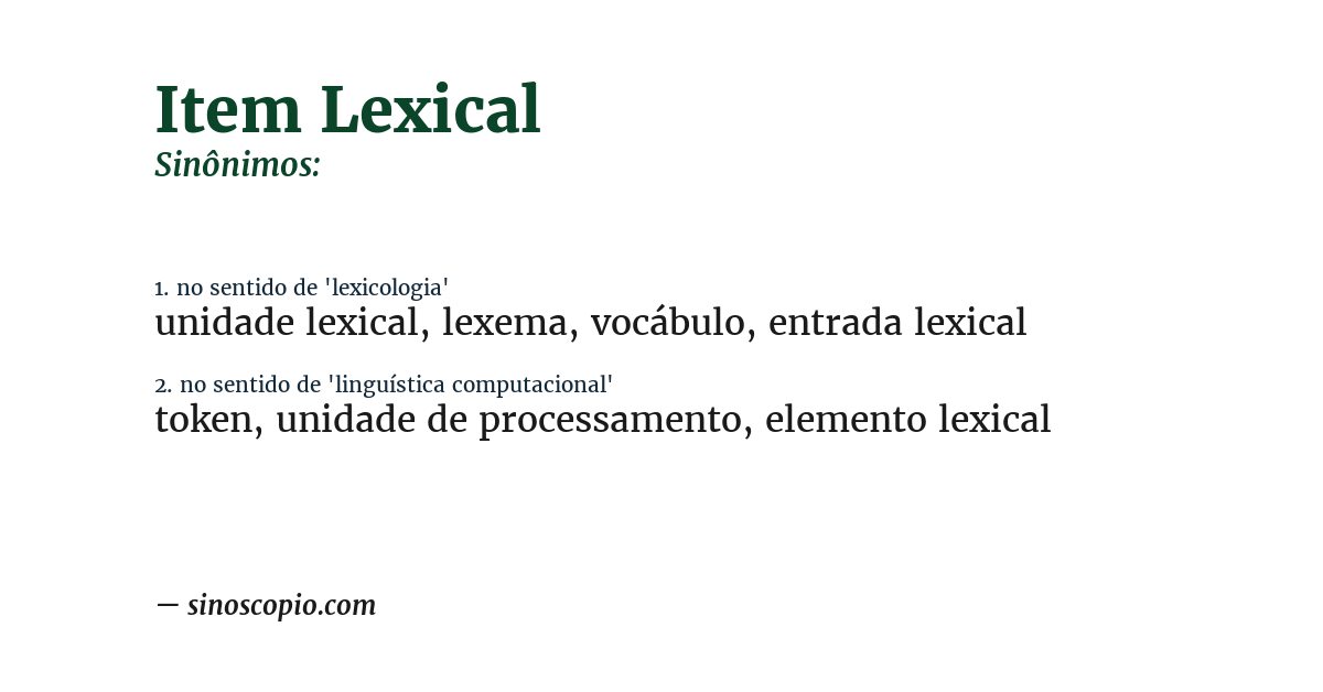 Sinônimo de item lexical