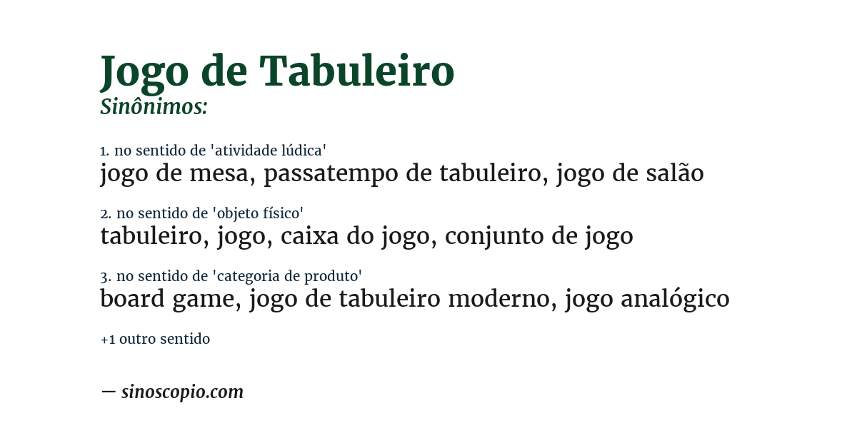 Sinônimo de jogo de tabuleiro