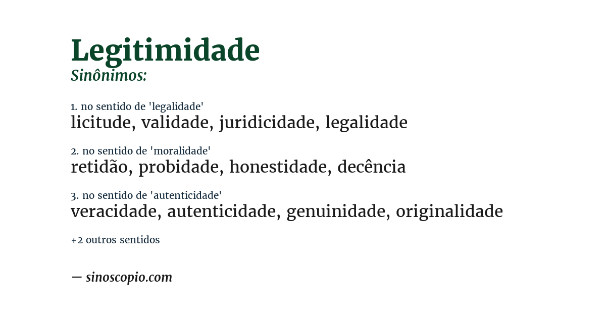 Sinônimo de legitimidade