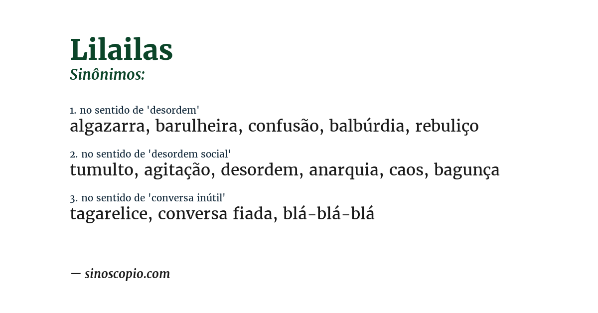 Sinônimo de lilailas