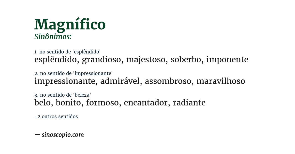 Sinônimo de magnífico