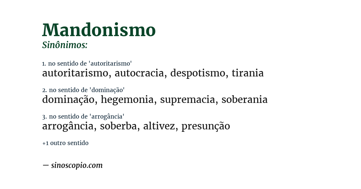 Sinônimo de mandonismo