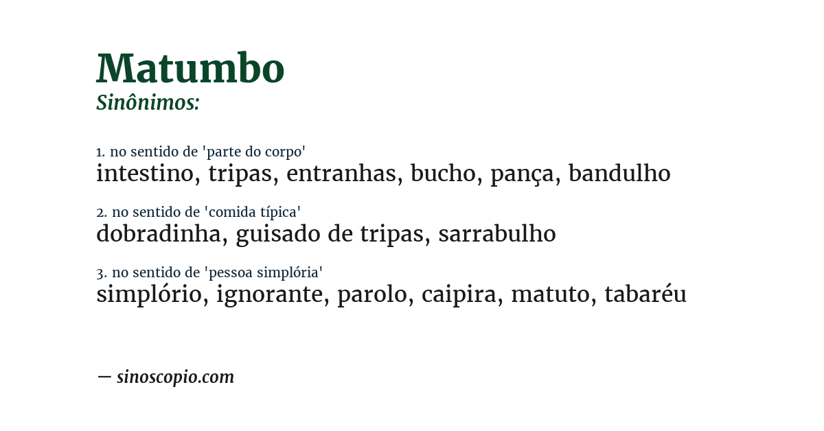 Sinônimo de matumbo