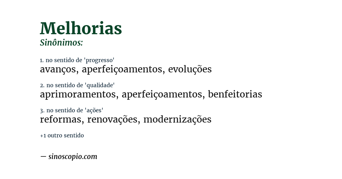 Sinônimo de melhorias