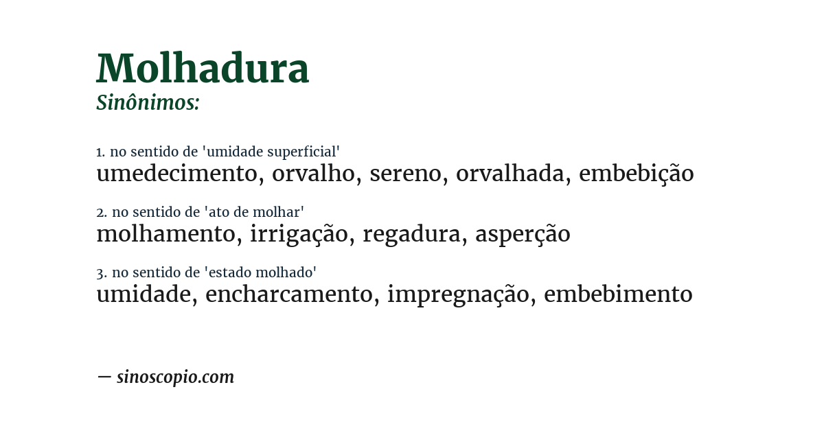 Sinônimo de molhadura
