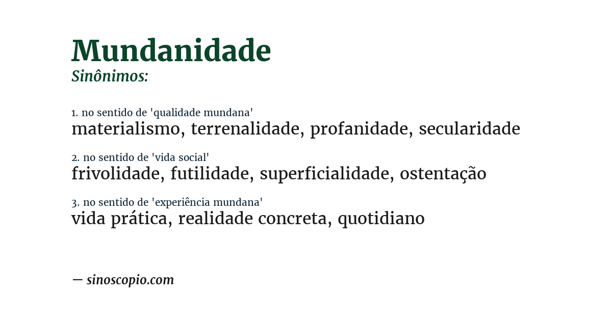 Sinônimo de mundanidade