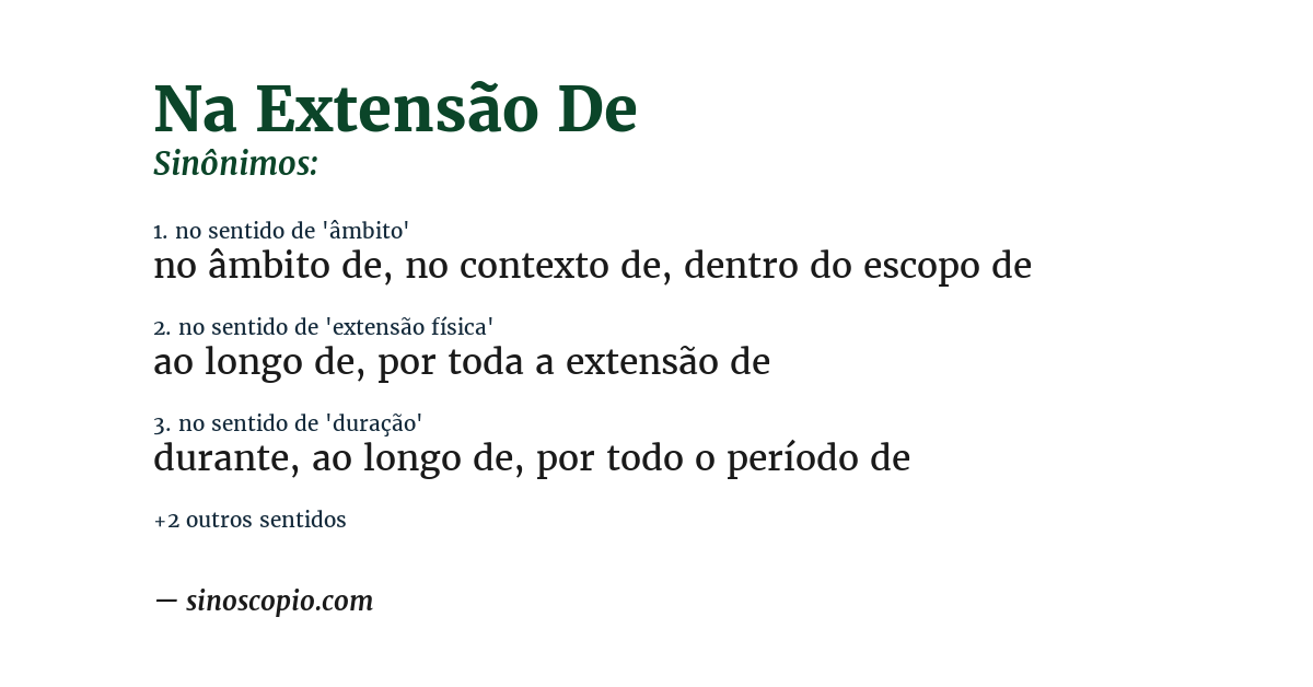 Sinônimo de na extensão de