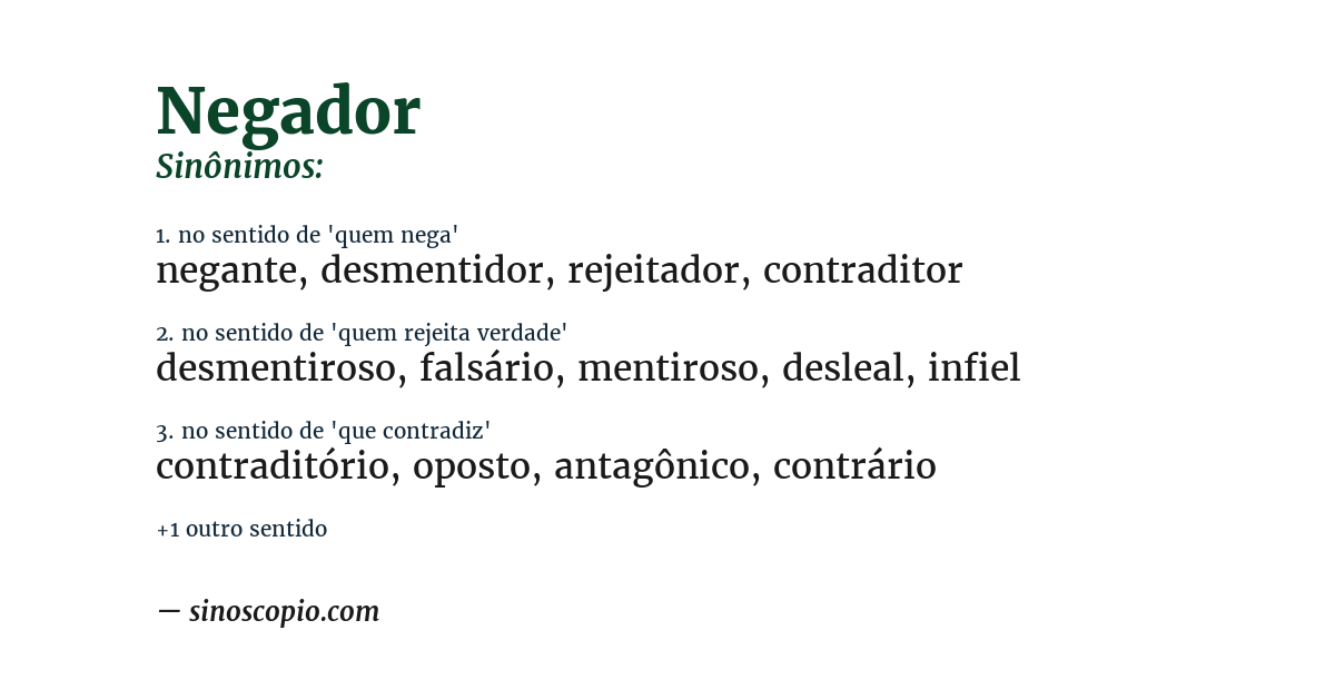 Sinônimo de negador