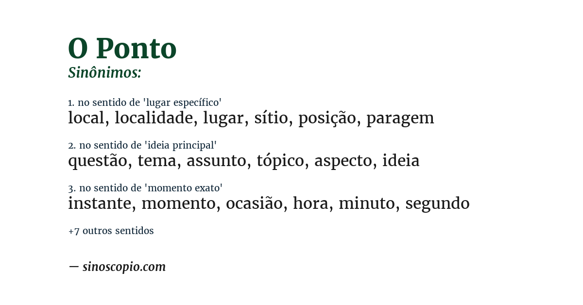 Sinônimo de o ponto