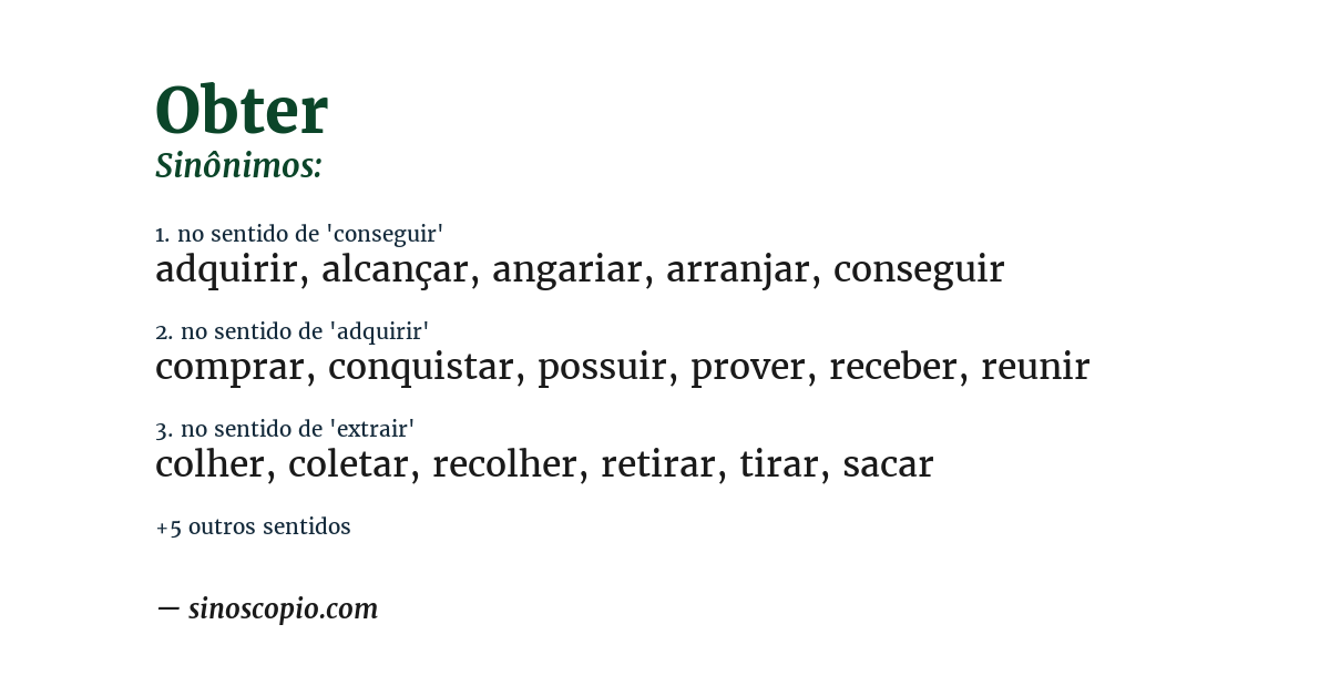Sinônimo de obter