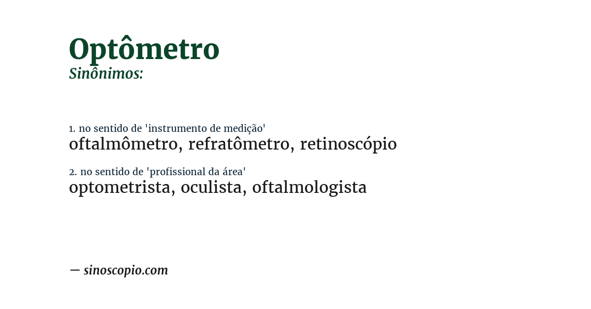 Sinônimo de optômetro