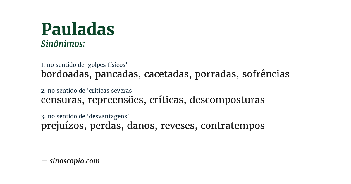 Sinônimo de pauladas