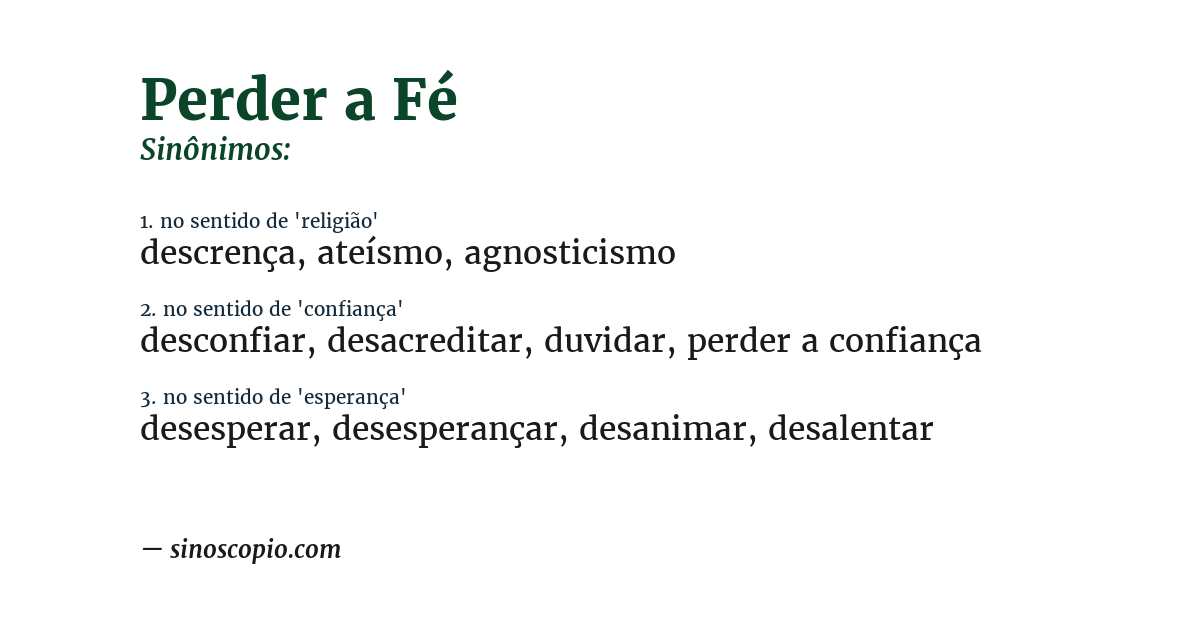 Sinônimo de perder a fé