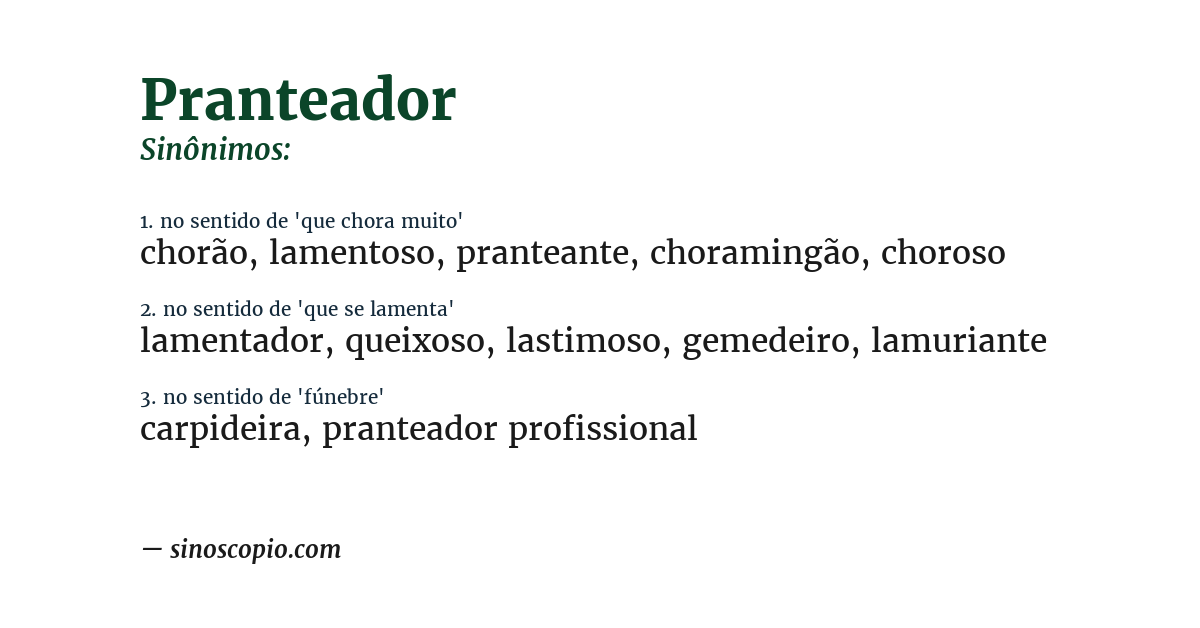 Sinônimo de pranteador