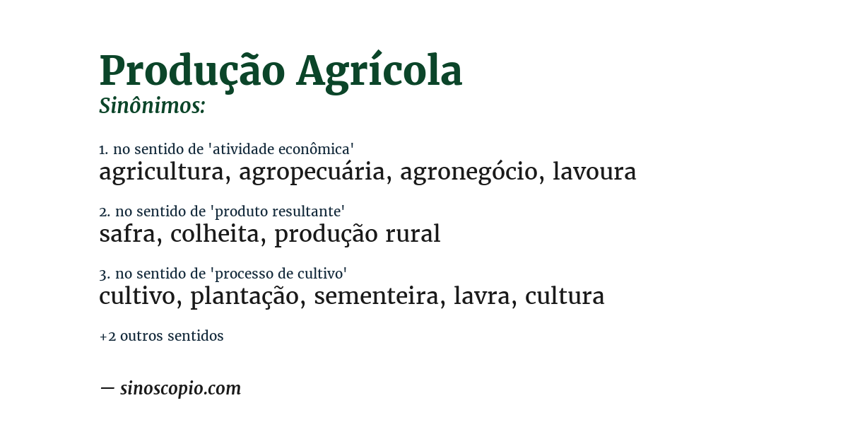 Sinônimo de produção agrícola