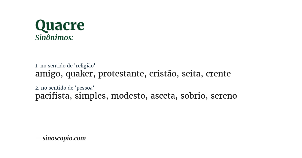 Sinônimo de quacre