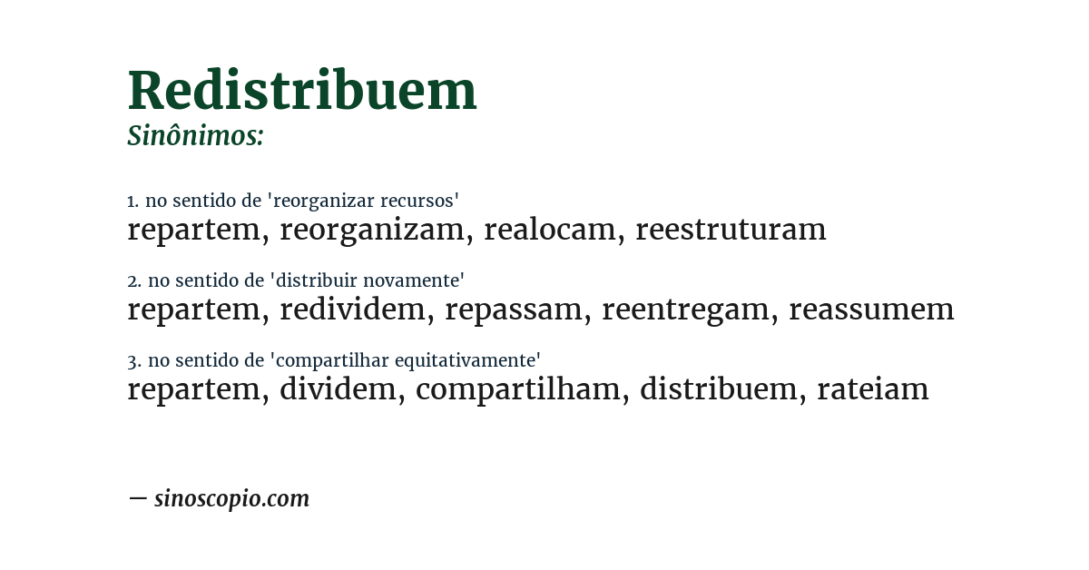 Sinônimo de redistribuem