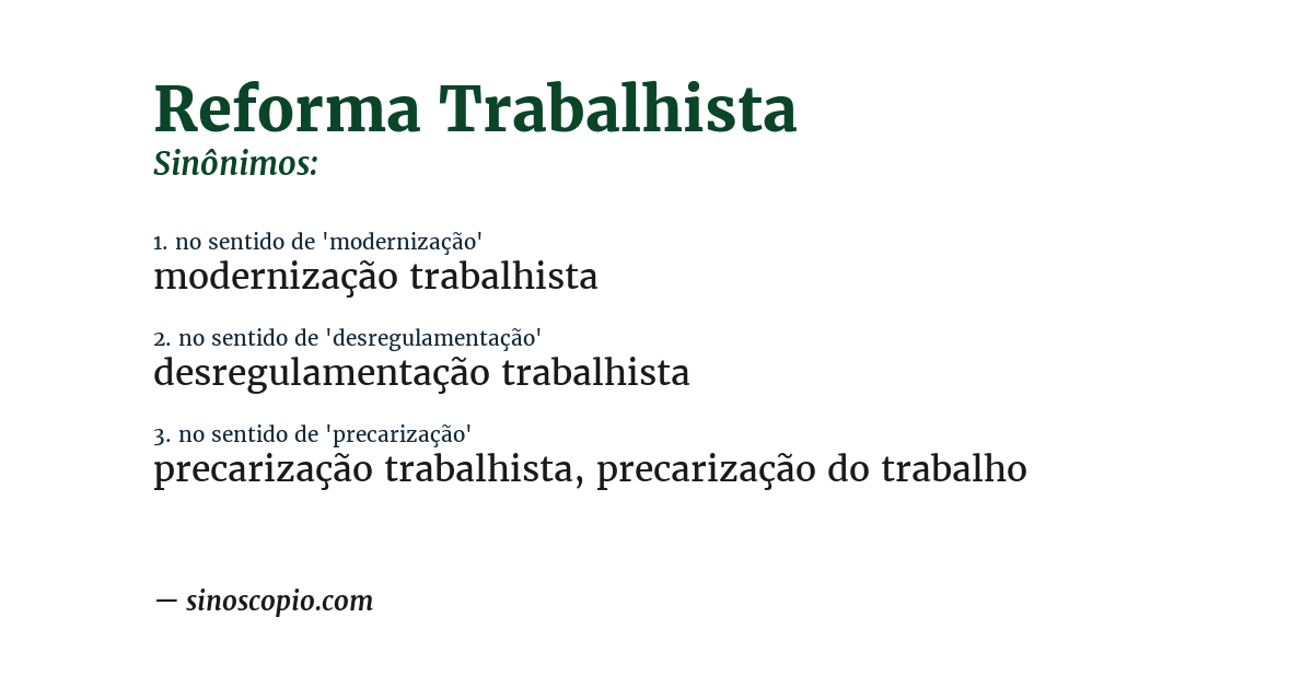 Sinônimo de reforma trabalhista