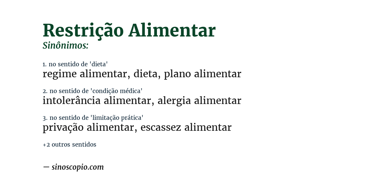 Sinônimo de restrição alimentar
