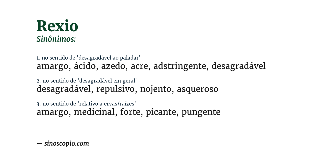 Sinônimo de rexio