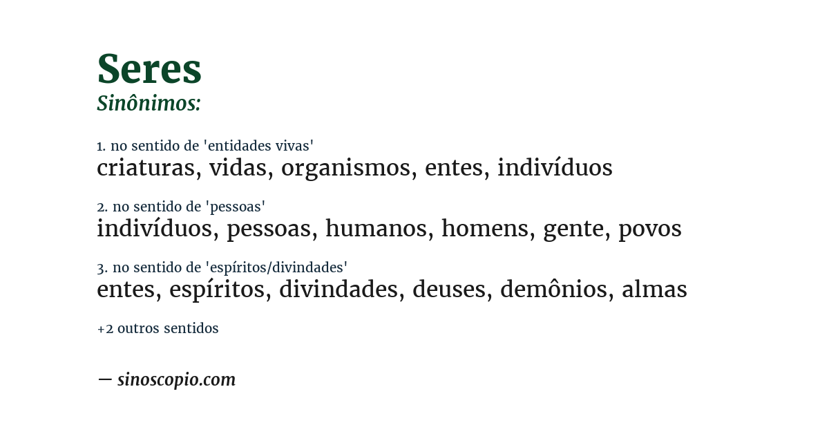 Sinônimo de seres