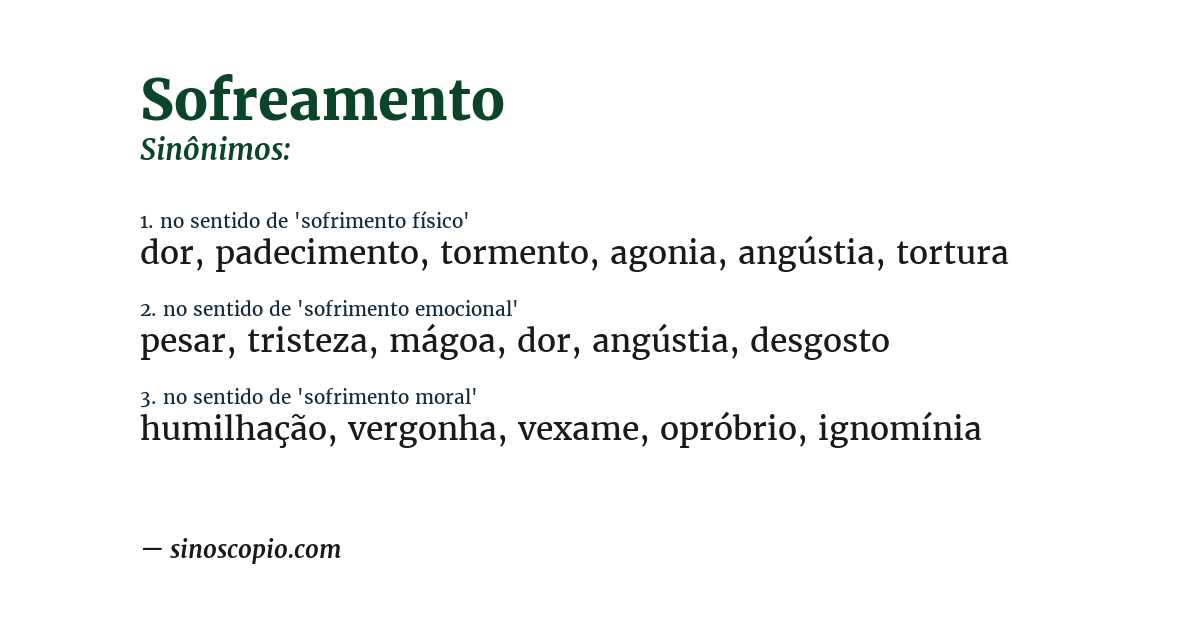 Sinônimo de sofreamento