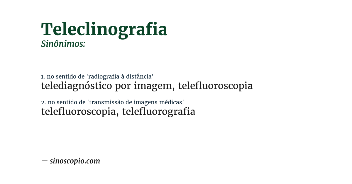Sinônimo de teleclinografia