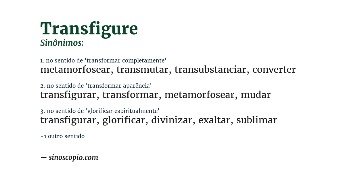 Sinônimo de transfigure