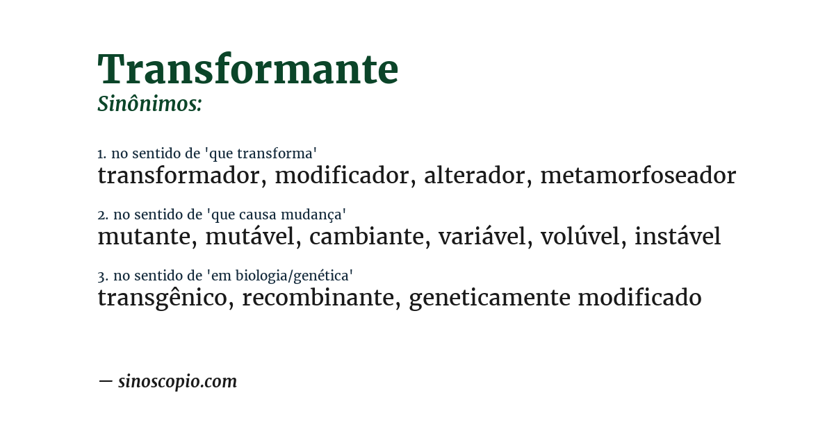 Sinônimo de transformante