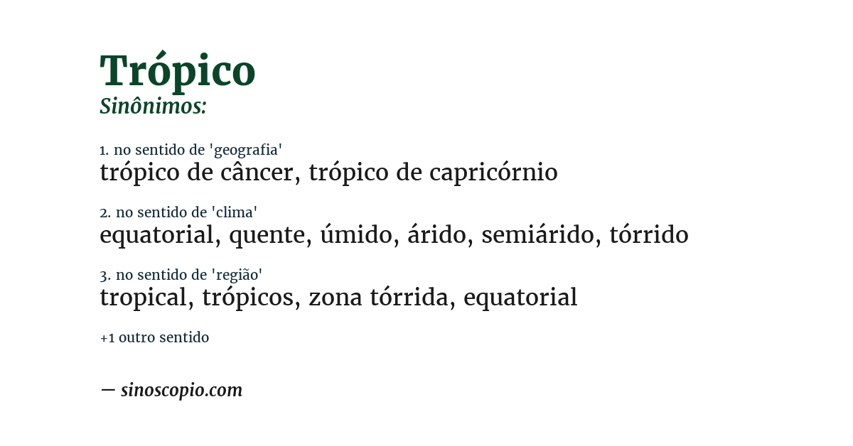 Sinônimo de trópico