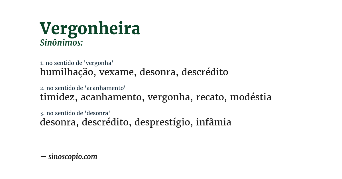 Sinônimo de vergonheira