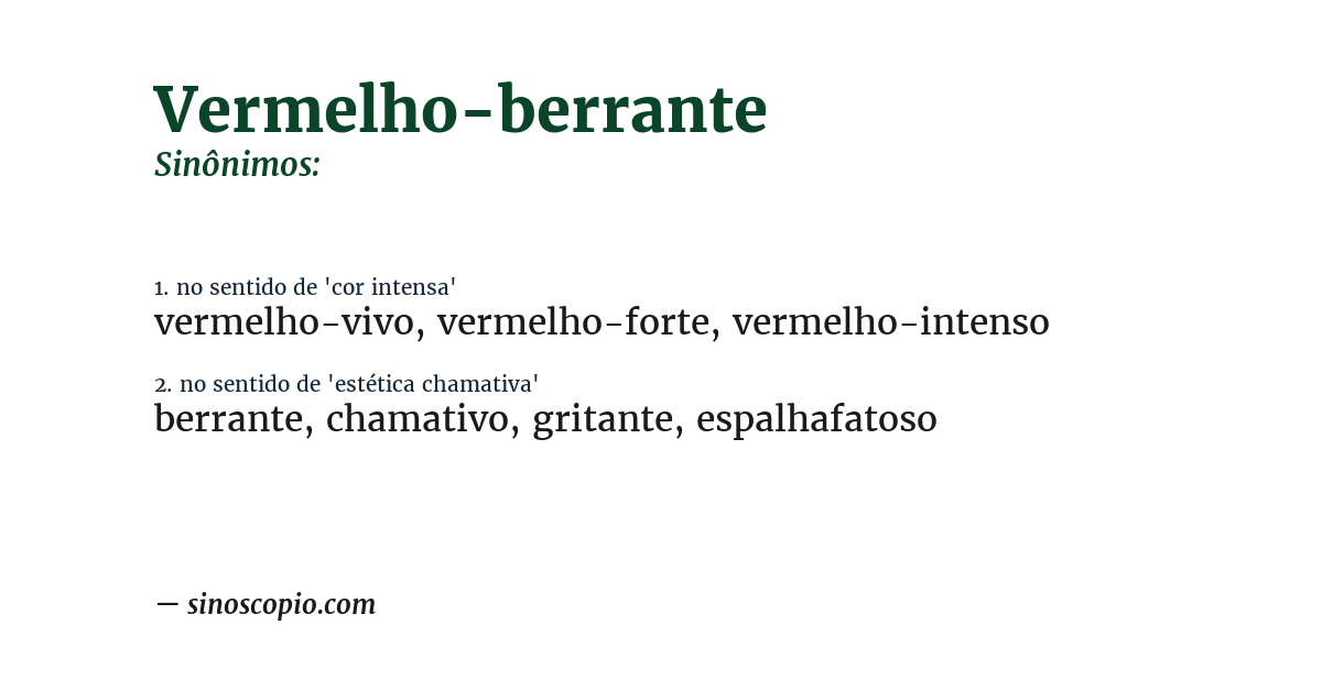 Sinônimo de vermelho-berrante