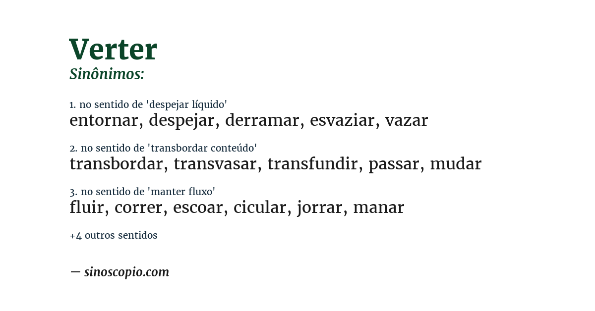 Sinônimo de verter