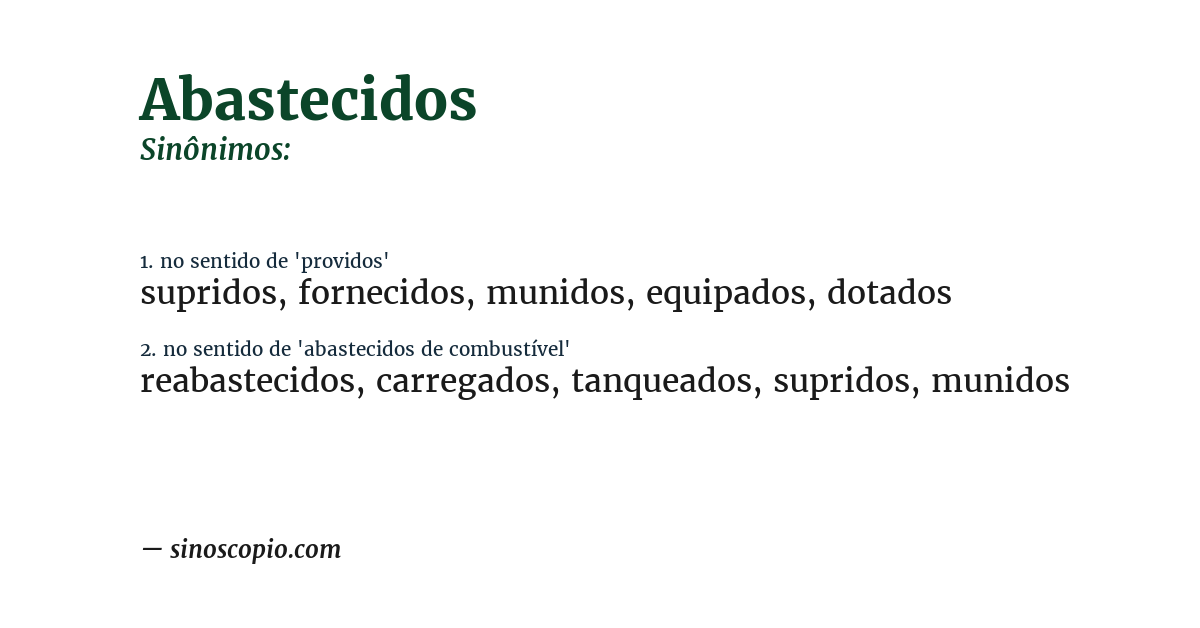 Sinônimo de abastecidos