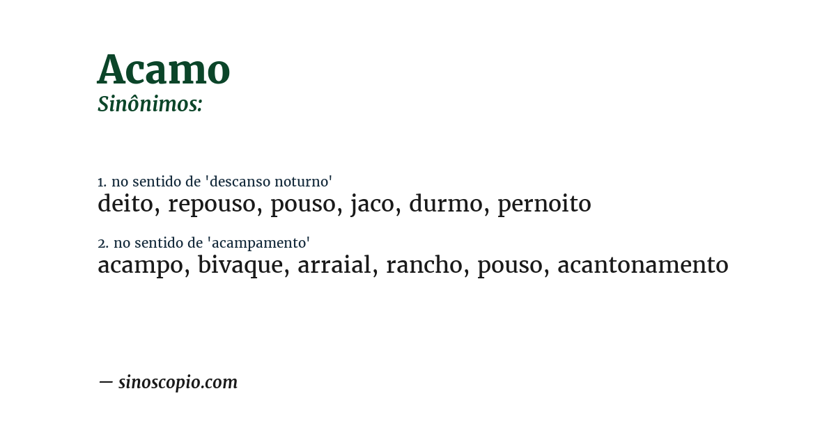 Sinônimo de acamo