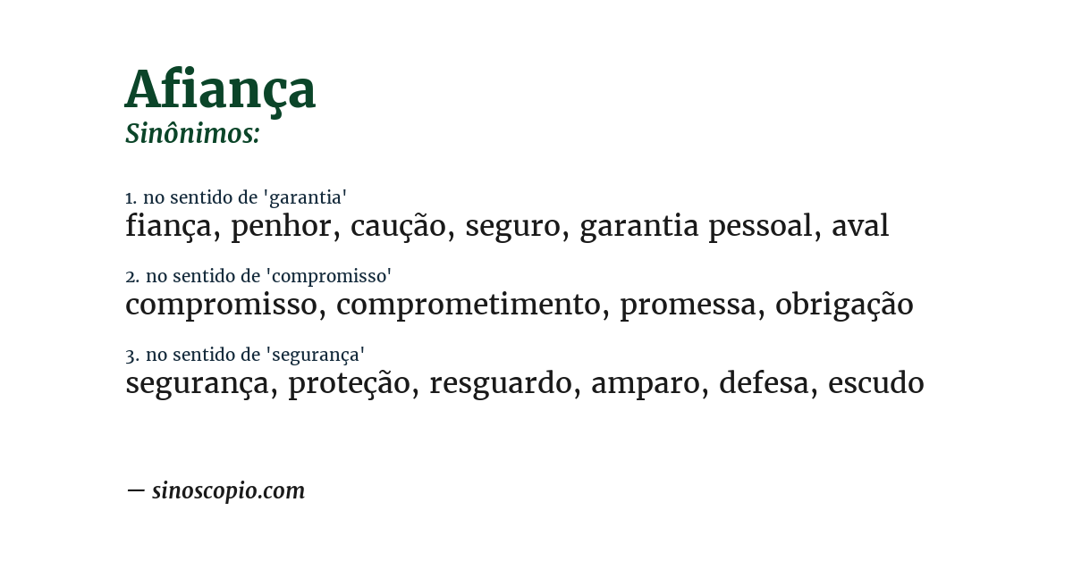 Sinônimo de afiança