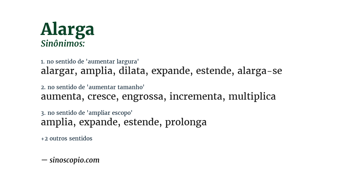 Sinônimo de alarga