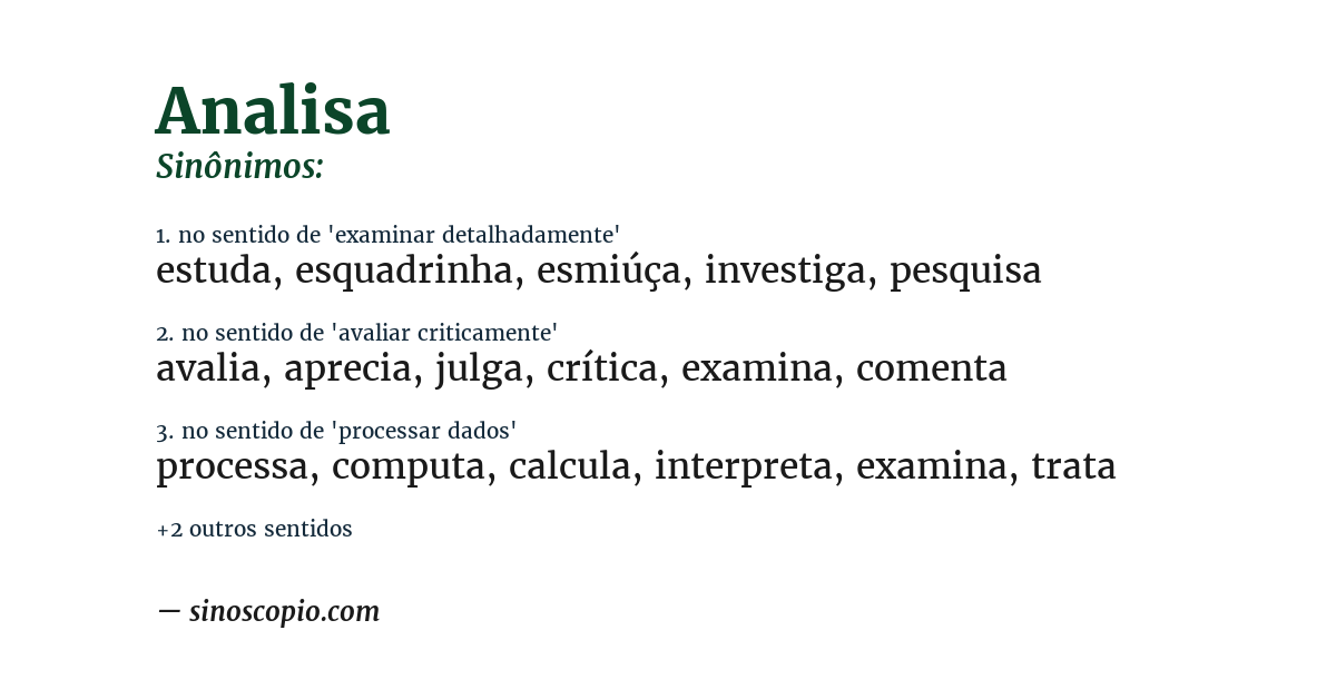 Sinônimo de analisa