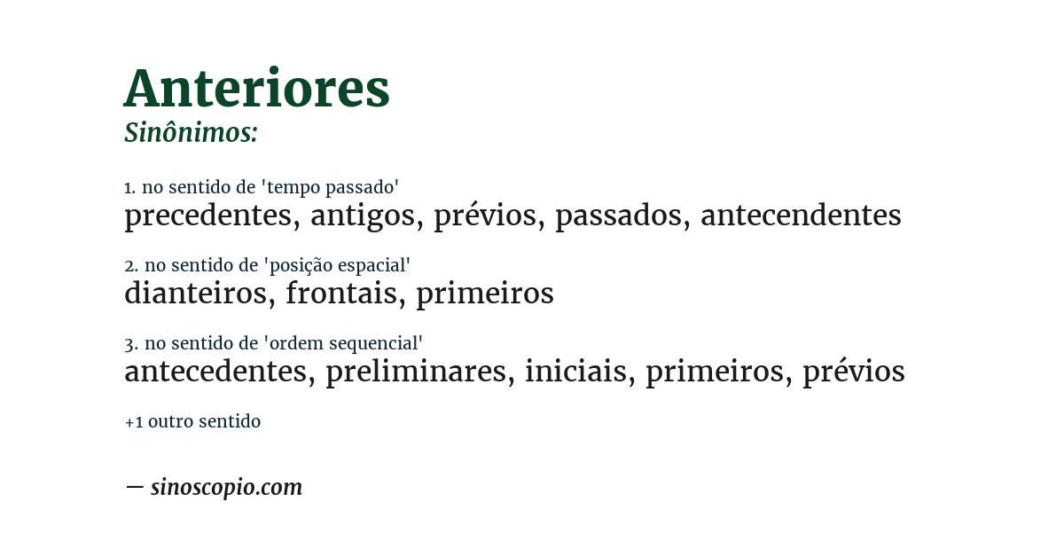 Sinônimo de anteriores