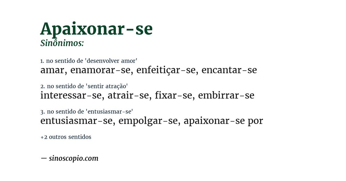 Sinônimo de apaixonar-se