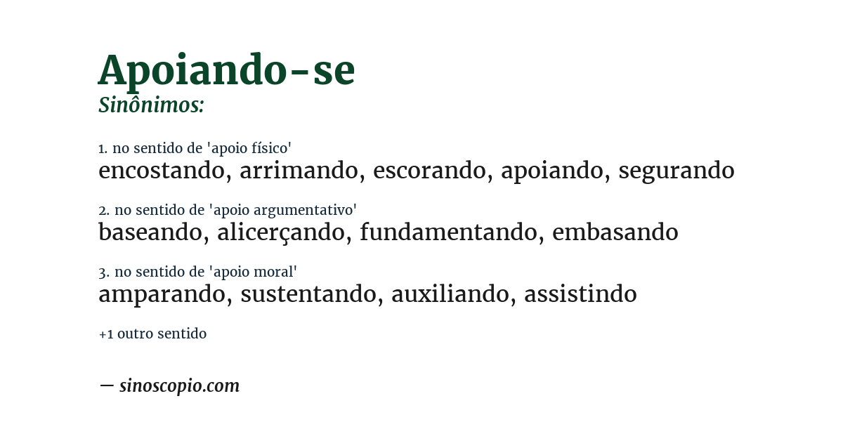 Sinônimo de apoiando-se