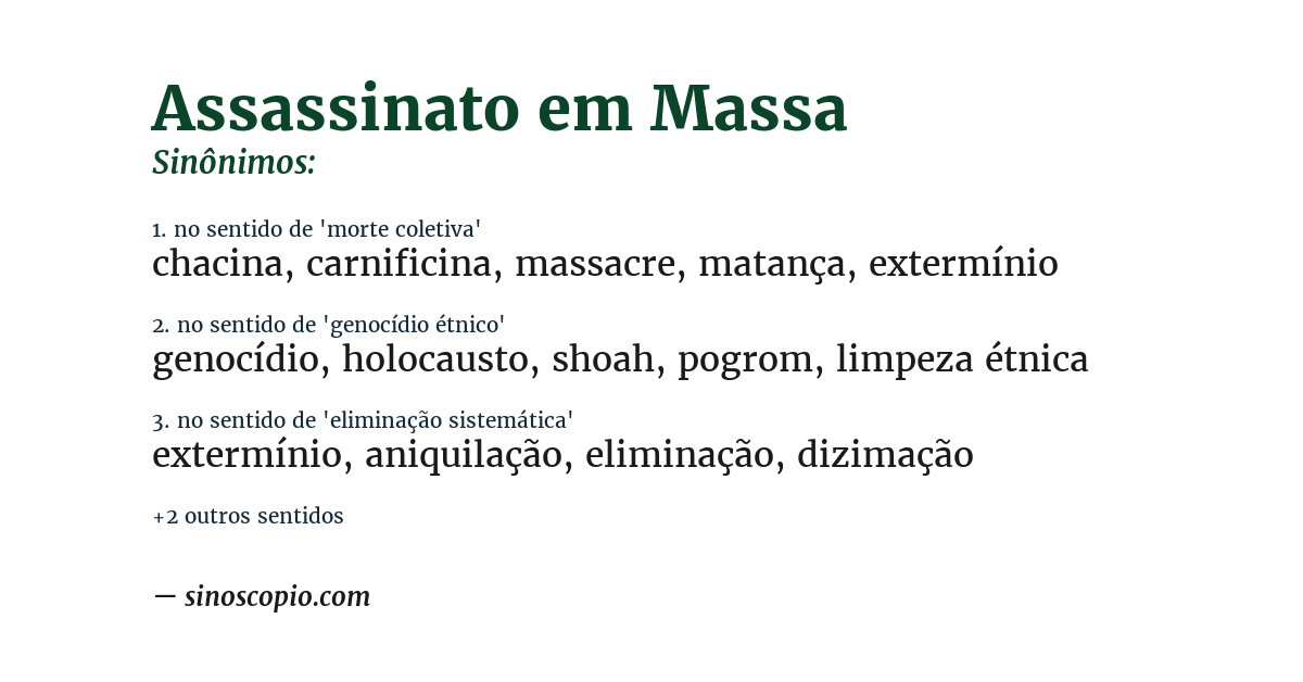 Sinônimo de assassinato em massa