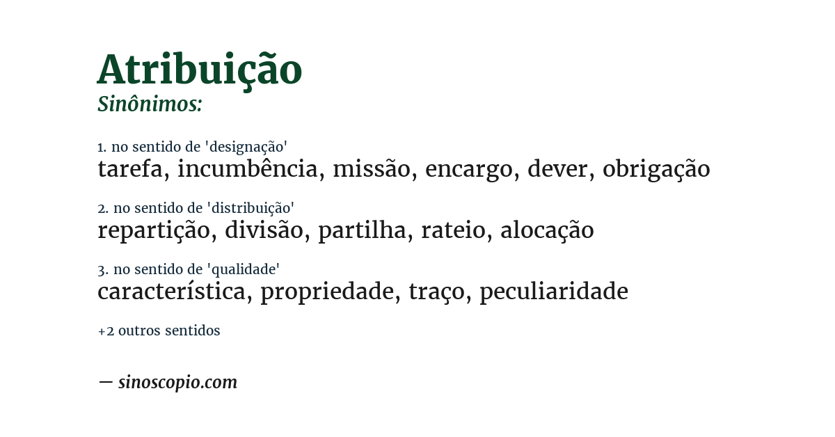 Sinônimo de atribuição
