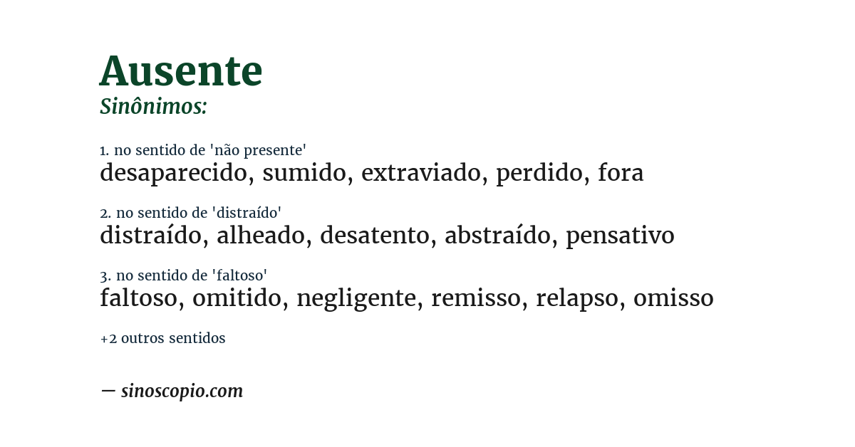 Sinônimo de ausente