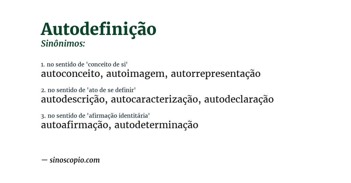 Sinônimo de autodefinição