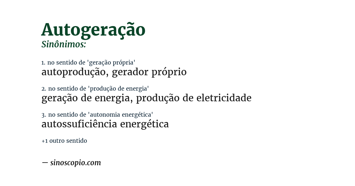 Sinônimo de autogeração