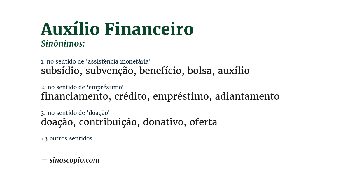 Sinônimo de auxílio financeiro