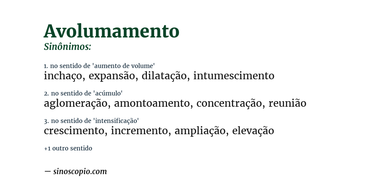 Sinônimo de avolumamento