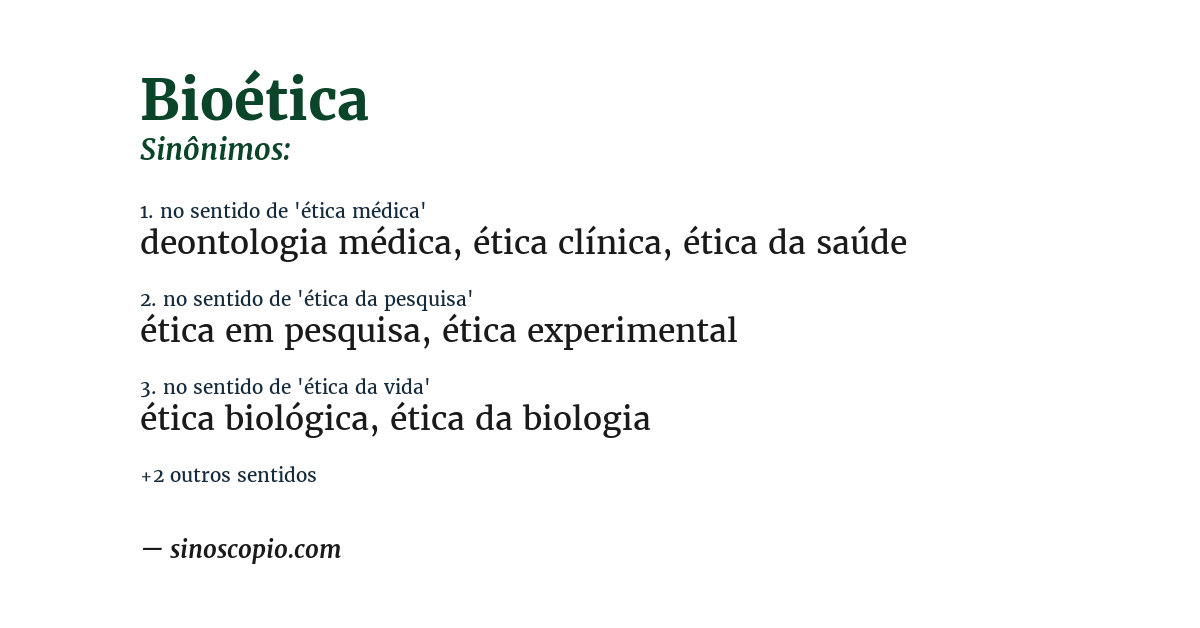 Sinônimo de bioética