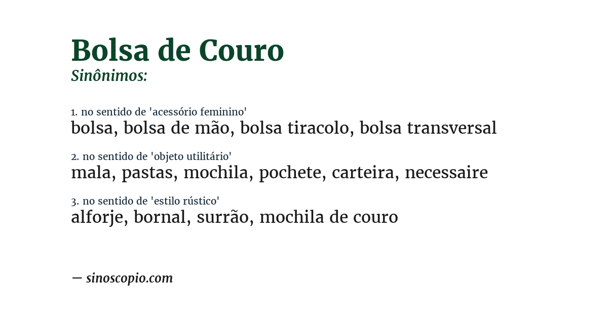 Sinônimo de bolsa de couro